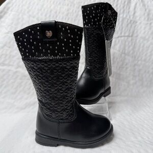 Bebe Toddler Black Studded Knee-High Boots Size 5, 6 Girls Quilted fashion Shoes